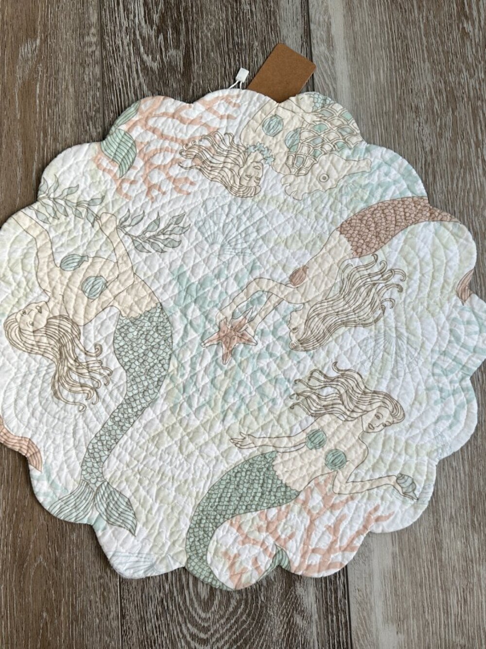 NWT C&F Home Coastal Quilted Round Placemat Candle Bowls Mermaid Mystic Echoes